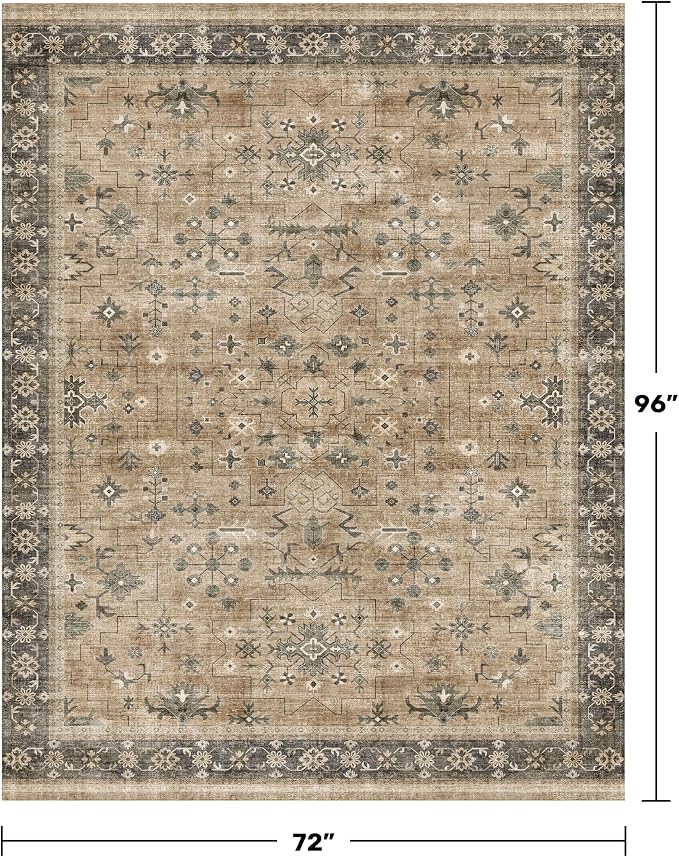Traditional Washable 6x8 Area Rug