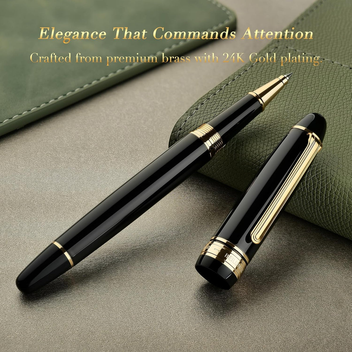 BEILUNER 319 Piano Black Lacquer Rollerball-Luxury Pen with 24K Gold