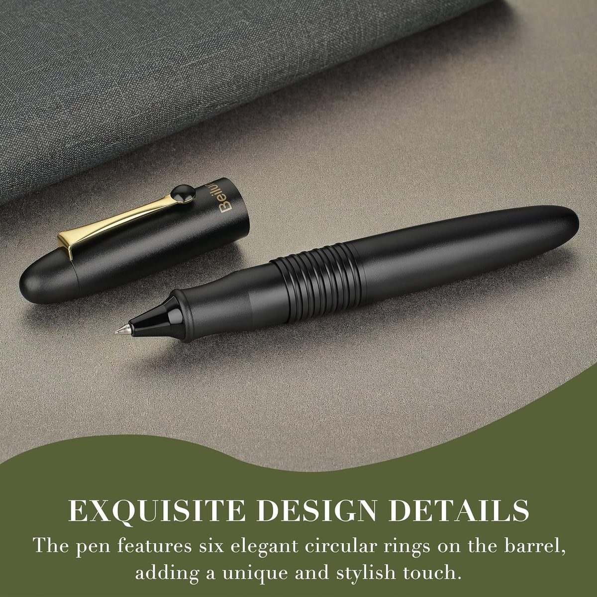 BEILUNER 320 Black Rollerball,Fancy, Stunning Luxury Pen with Gold Finish