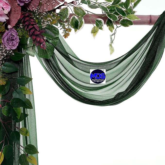 MDS Halloween Chiffon Draping Fabric - 2 Panel, 30" Wide x 30ft Long - Sheer Spooky Arbor & Canopy Drapery for Haunted House Backdrops, Party Ceilings, DIY Costumes & Themed Events - Hunter Green (Pack of 2)