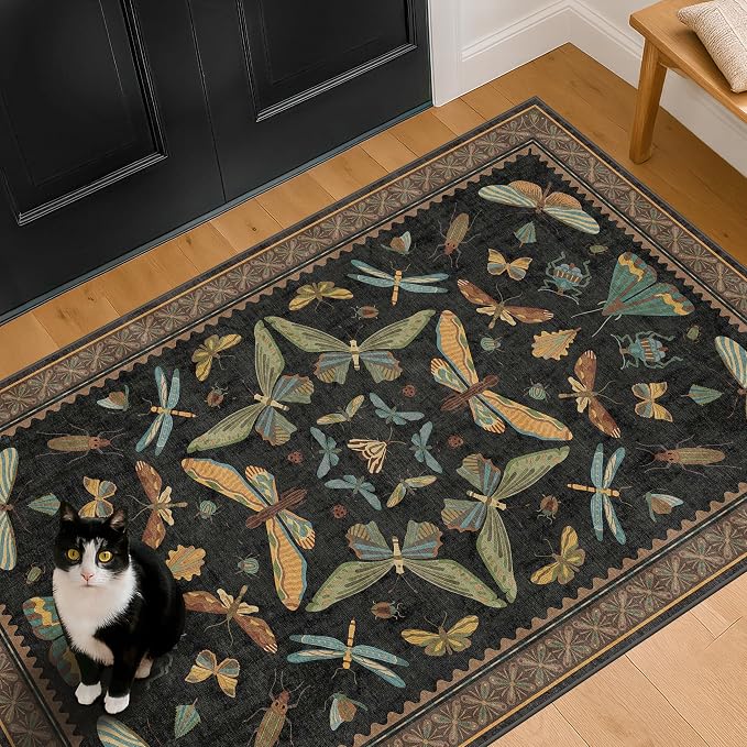 Hazo Haus Black Front Door Mat Indoor Entrance Non Slip Washable