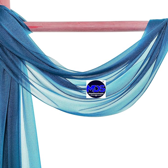 MDS Halloween Chiffon Draping Fabric - 2 Panel, 30" Wide x 40ft Long - Sheer Spooky Arbor & Canopy Drapery for Haunted House Backdrops, Party Ceilings, DIY Costumes & Themed Events - Dark Teal (Pack of 2)