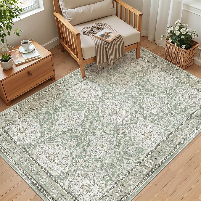 Soalmost 4x6 Area Rugs for Living Room, Vintage Washable Rugs for Dining Room