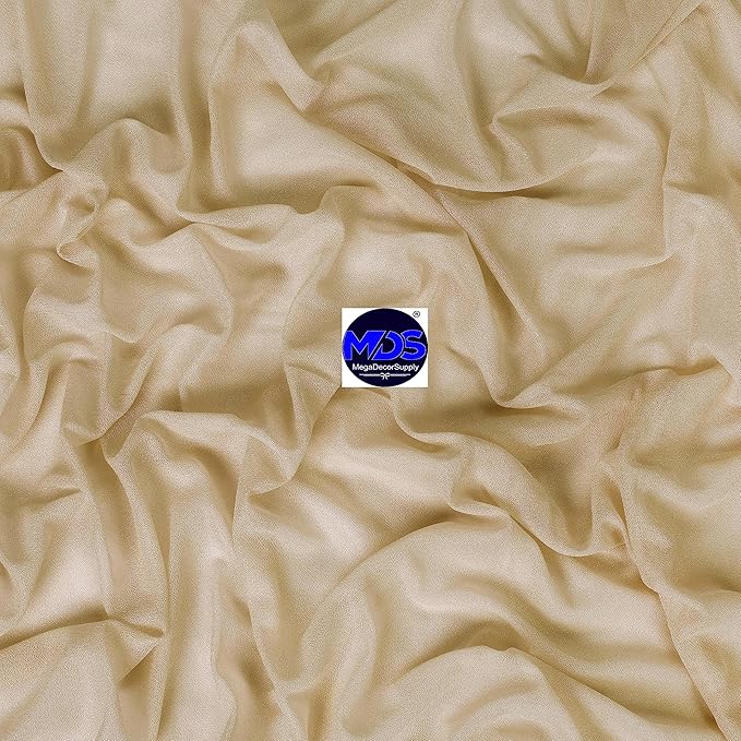 MDS Halloween Chiffon Draping Fabric - 2 Panel, 30" Wide x 40ft Long - Sheer Spooky Arbor & Canopy Drapery for Haunted House Backdrops, Party Ceilings, DIY Costumes & Themed Events - Champagne Gold (Pack of 2)